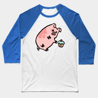 Cute Cartoon Piggy wants Muffin Baseball T-Shirt